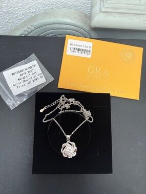 Retail $299 Moissanite Solid sterling Silver925  1.0ct Pendant Necklace